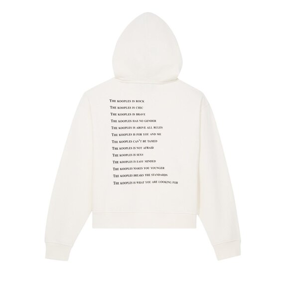 Kooples Womens White Printed Hoodie w Drawstring & Kangaroo Pocket Cotton $240 - Picture 5 of 9